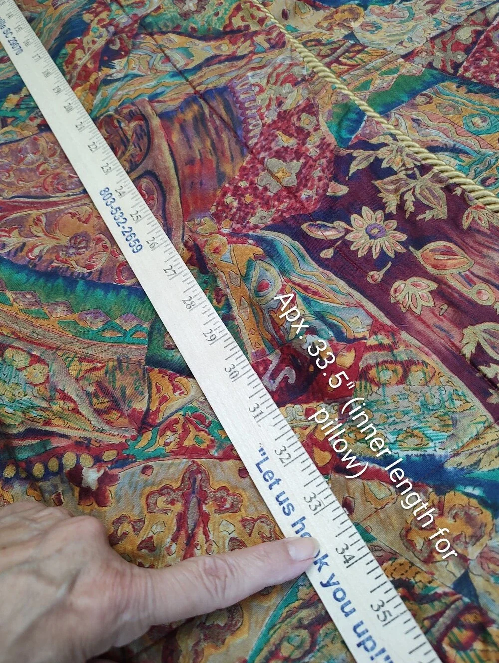 5TH AVE Designs Fabric Hand Made? King Shams Gold Braid Trim Rich Tapestry Color